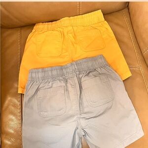Kids Elastic Waist Shorts - Yellow & Gray w/ a Blue T-shirt an all 3 together.